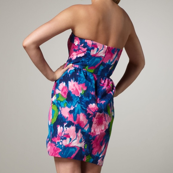 Shoshanna Strapless Mini Dress in Floral Watercolor Print - Picture 2 of 9